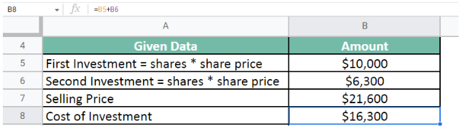 cost of Investment