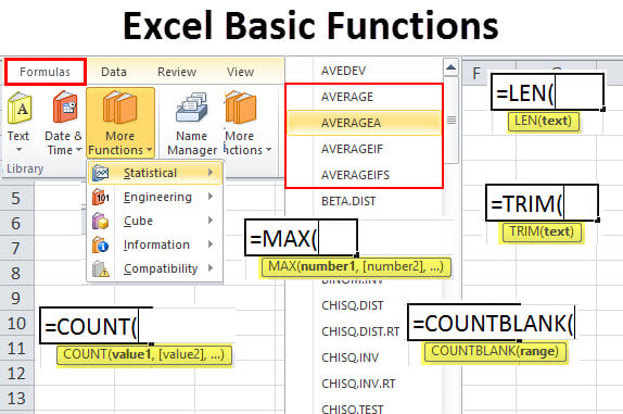 microsoft excel functions and common syntax