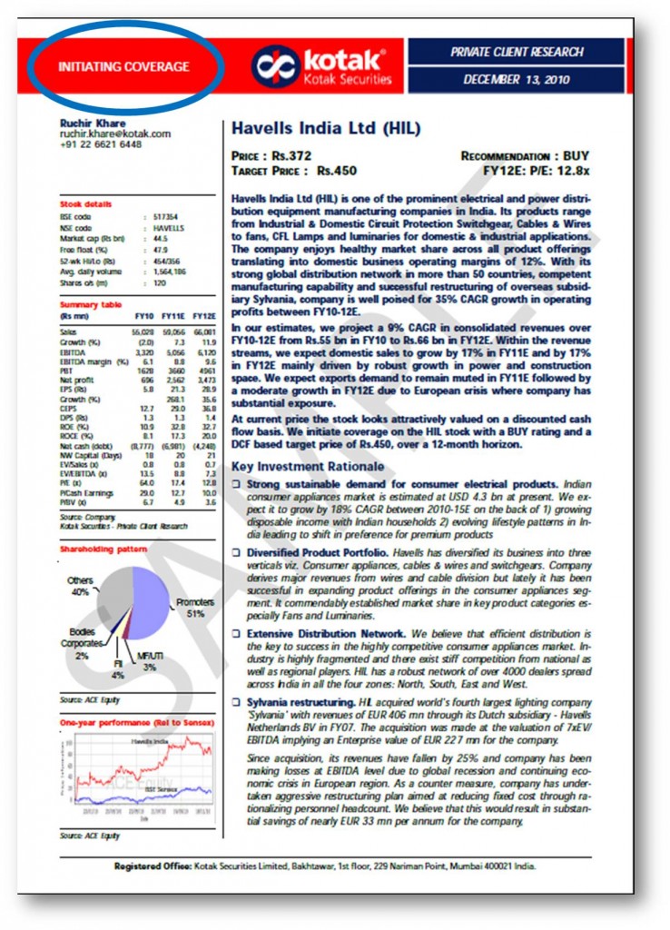 writing an equity research report