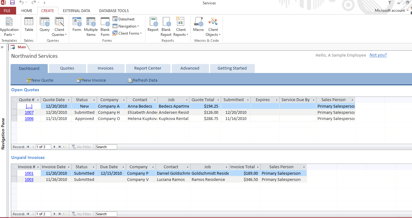 ms access db templates