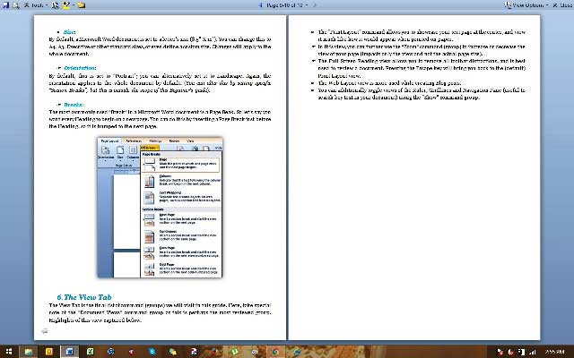 Microsoft Word Features - Full Screen View Screen