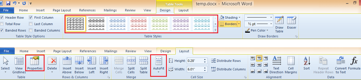 Objects- 14 Table Tools Screen