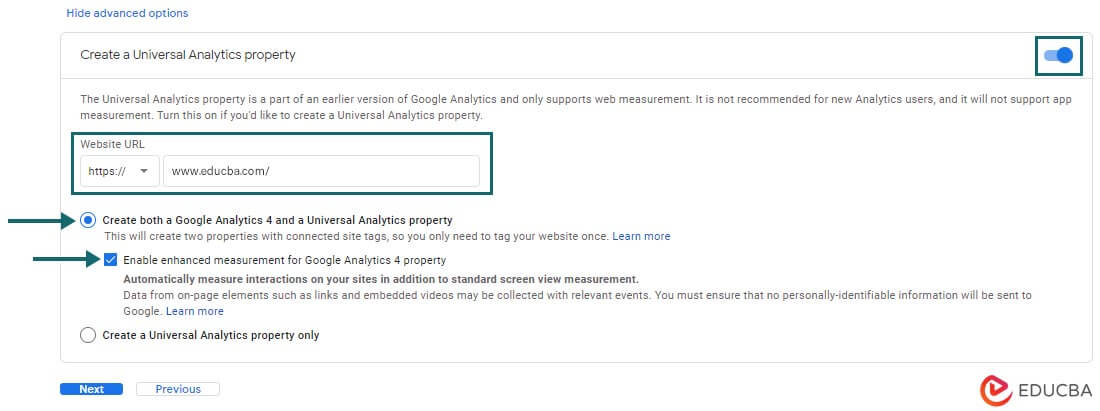 Google Analytics Setup - Toggle button