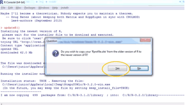 update r version in rstudio