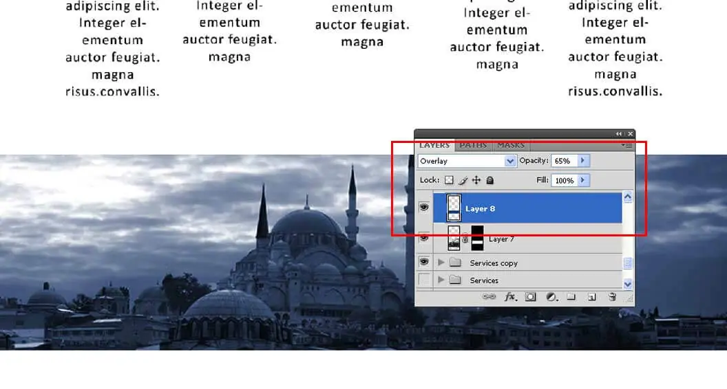 Layout del sito web-18 istanbul e strato blu