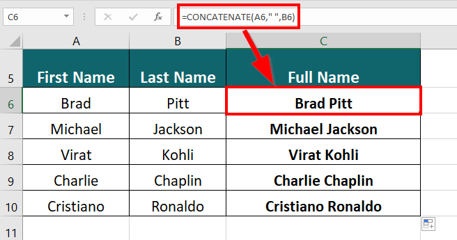 CONCATENATION Function result