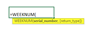 WEEKNUM Function syntax