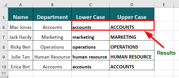 Change the case result