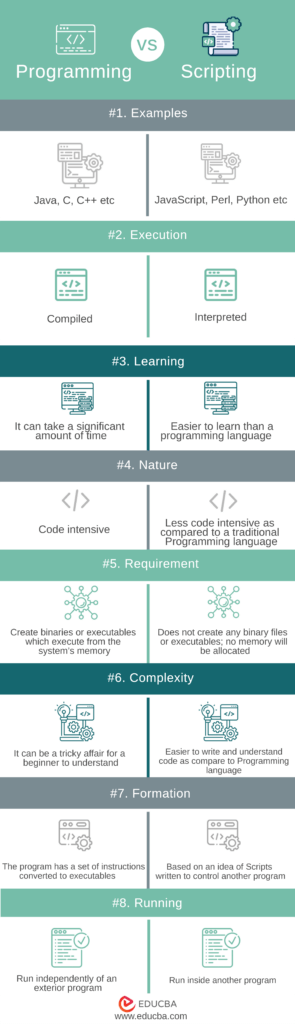 Programming vs Scripting infographic