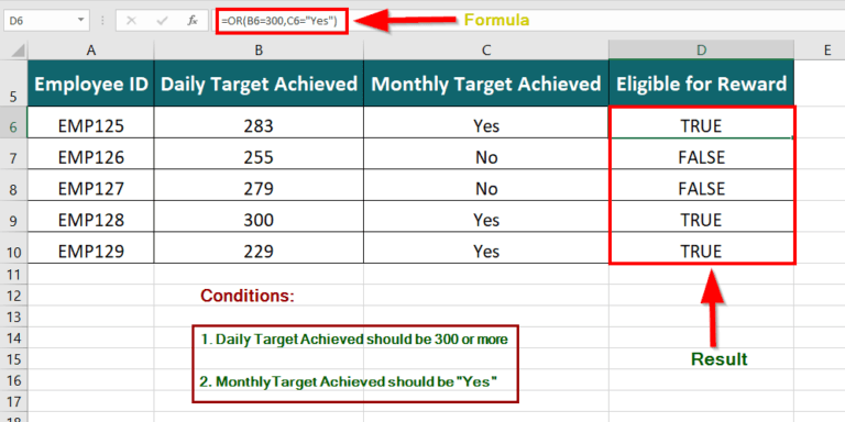 OR in Excel- Definition, Working with Examples & Template