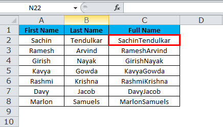 CONCATENATE उदाहरण 1-3