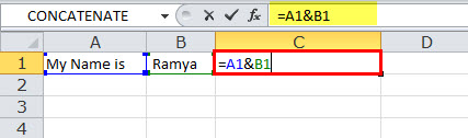 एक्सेल में CONCATENATE उदाहरण 3-1