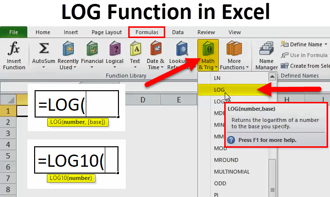 Log In Excel Formula Examples How To Use Log Function