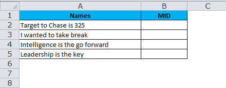 mid in excel Example 1-1