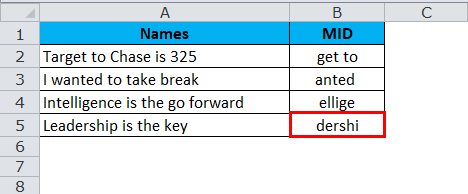 mid in excel Example 1-3