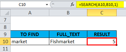 उदाहरण 2 एक्सेल में सर्च फ़ंक्शन