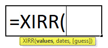 एक्सेल में XIRR फॉर्मूला 