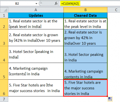 एक्सेल में क्लीन उदाहरण 1-5