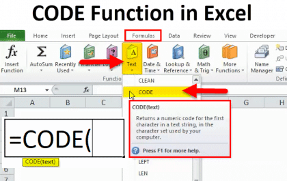CODE in Excel (Formula, Examples) | How to Use CODE Function?