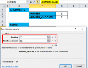 excel combin function