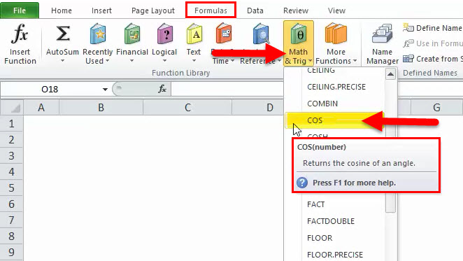 Cos In Excel Formula Examples How To Use The Cos Function