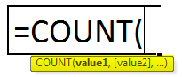 COUNT in Excel Syntax