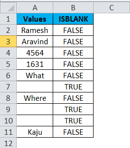 ISBLANK Example 1