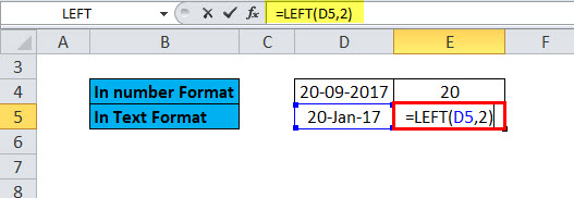 एक्सेल में लेफ्ट फ़ंक्शन उदाहरण 5-3