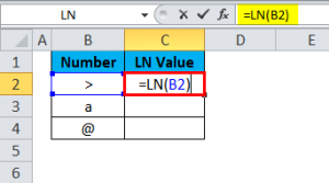 एक्सेल में एलएन उदाहरण 3-2