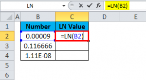 एक्सेल में एलएन उदाहरण 4-2