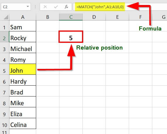 Excel MATCH function