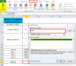 MIRR in Excel (Formula,Examples) | How to Use MIRR Function?