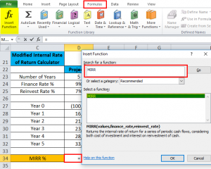 MIRR in Excel (Formula,Examples) | How to Use MIRR Function?