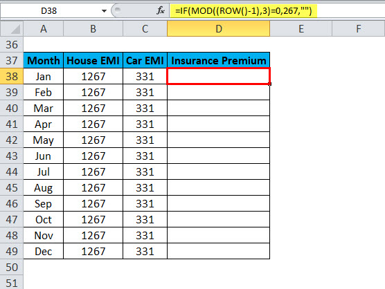 mod in excel Example 7-3