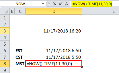 now function in excel Example 3-6