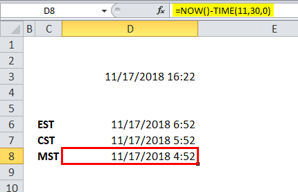 now function in excel Example 3-7