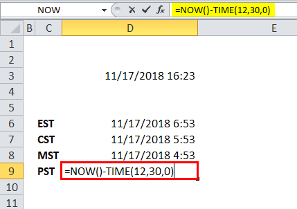 now function in excel Example 3-8