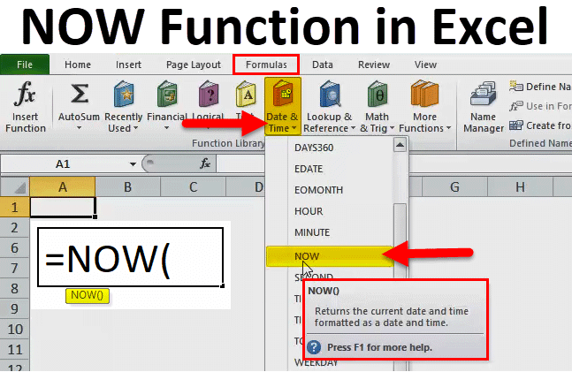 How to Use Now Function in Excel