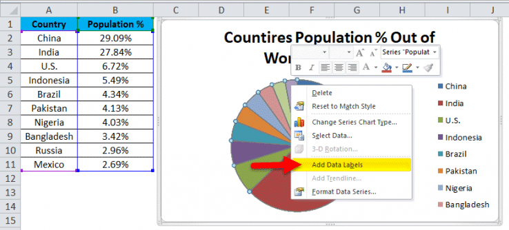how to make a pie chart in excel with names