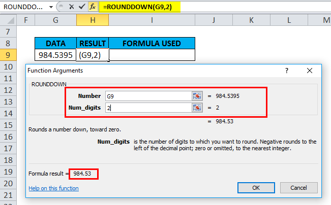 ROUNDDOWN Example 2-4