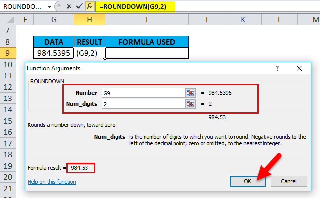 ROUNDDOWN Example 2-5