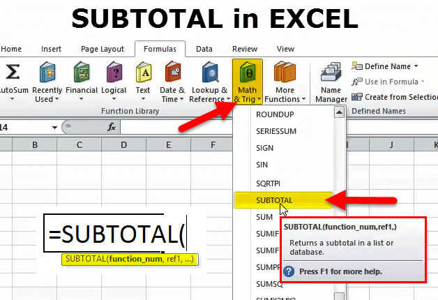 Subtotal Formula In Excel How To Use Subtotal Formula In Excel Images