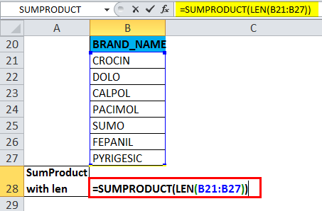 SUMPRODUCT Example 4.3