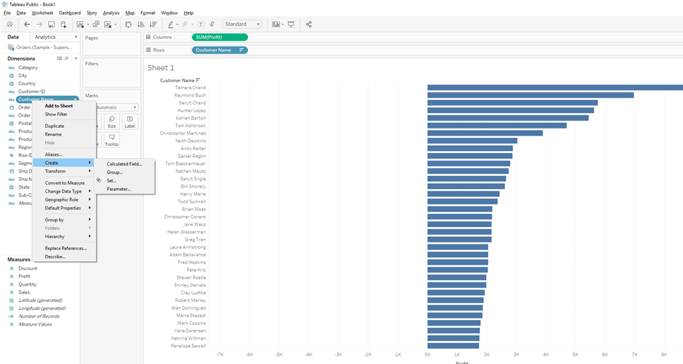 Creating Set in Tableau