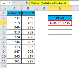 T TEST in Excel (Formula,Examples) | How to Use T.TEST Function?