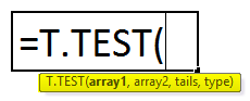 T.Test Formula in Excel