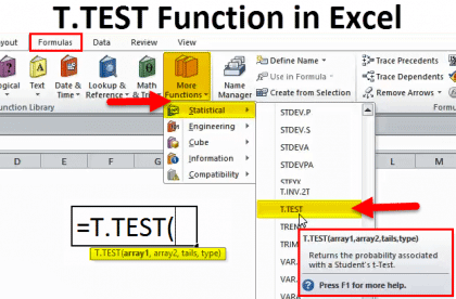 T TEST in Excel (Formula,Examples) | How to Use T.TEST Function?