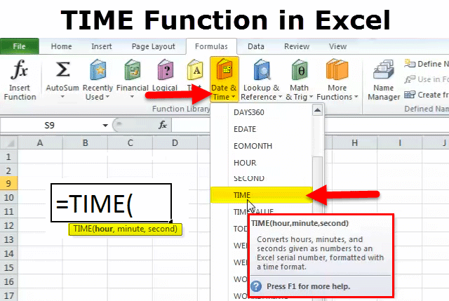 excel formula to subtract 1 hour from time