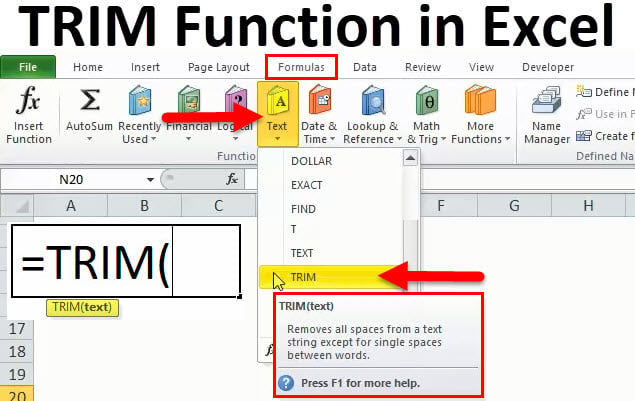 in Excel (Formula, Examples) | How to Use Excel TRIM Function?