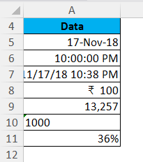 VALUE (different data type)